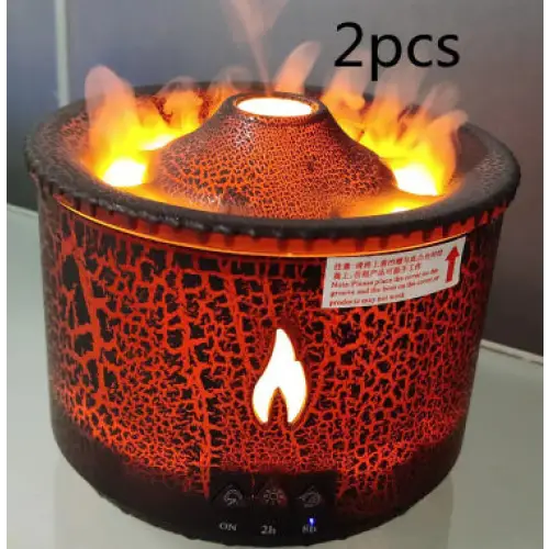 Aromatherapy Humidifier with Flame and Jellyfish Simulation Lighting Black2pcs / AU