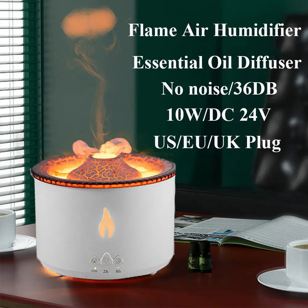 Aromatherapy Humidifier with Flame and Jellyfish Simulation Lighting