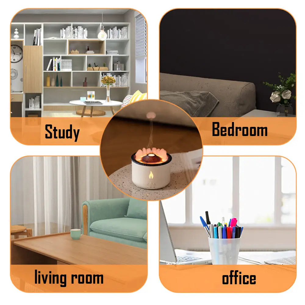Aromatherapy Humidifier with Flame and Jellyfish Simulation Lighting