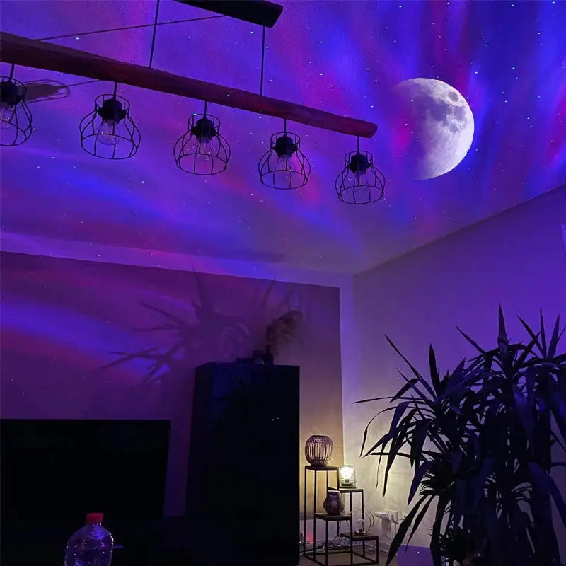Aurora Borealis LED Projector with Stars and Moon Remote Control White / USB