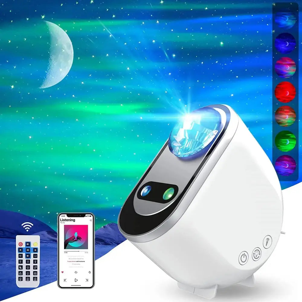 Aurora Borealis LED Projector with Stars and Moon Remote Control White / USB