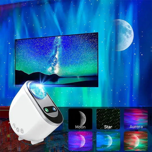 Aurora Borealis LED Projector with Stars and Moon Remote Control White / USB