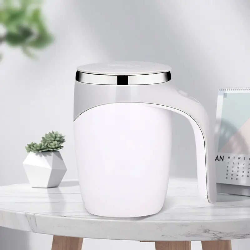 Automatic Self Stirring Coffee Mug with Leakproof Design White