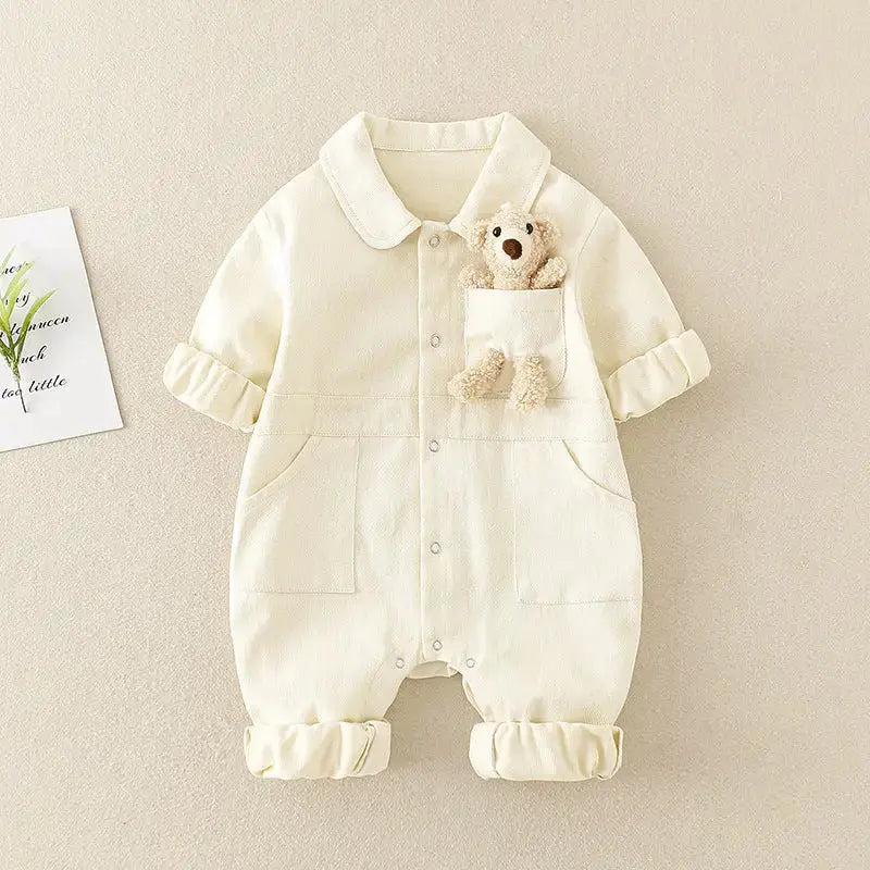 Autumn Denim Jumpsuit - Apricot / 66cm