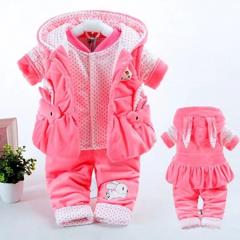 Autumn Whimsy: Cozy Girl’s Seasonal Suit - Pink / 66cm