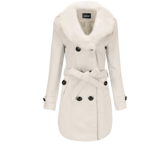 FurElegance: Mid-Length Woolen Women's Trench - LauBelle