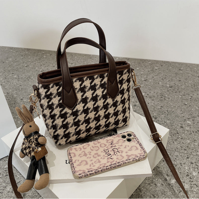 Chic Houndstooth Checkerboard Shoulder Tote for Women - LauBelle Brand
