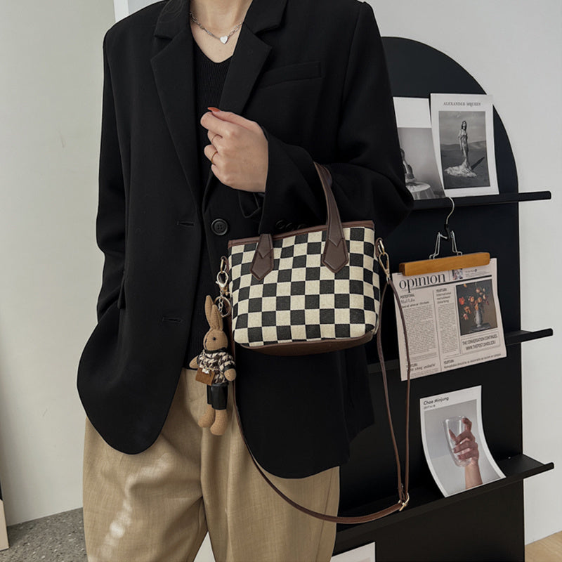 Chic Houndstooth Checkerboard Shoulder Tote for Women - LauBelle Brand