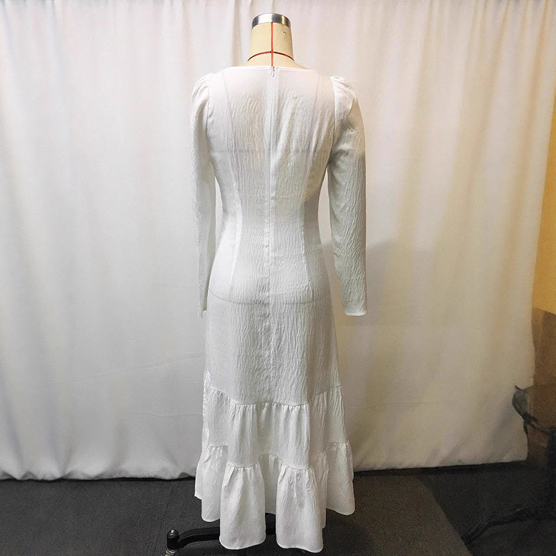 Vintage Western Ruffle Maxi Dress with Lace Trim - LauBelle