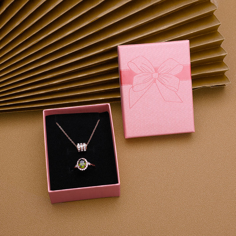 Chic Bow Jewelry Gift Box Set: Necklace & Earrings