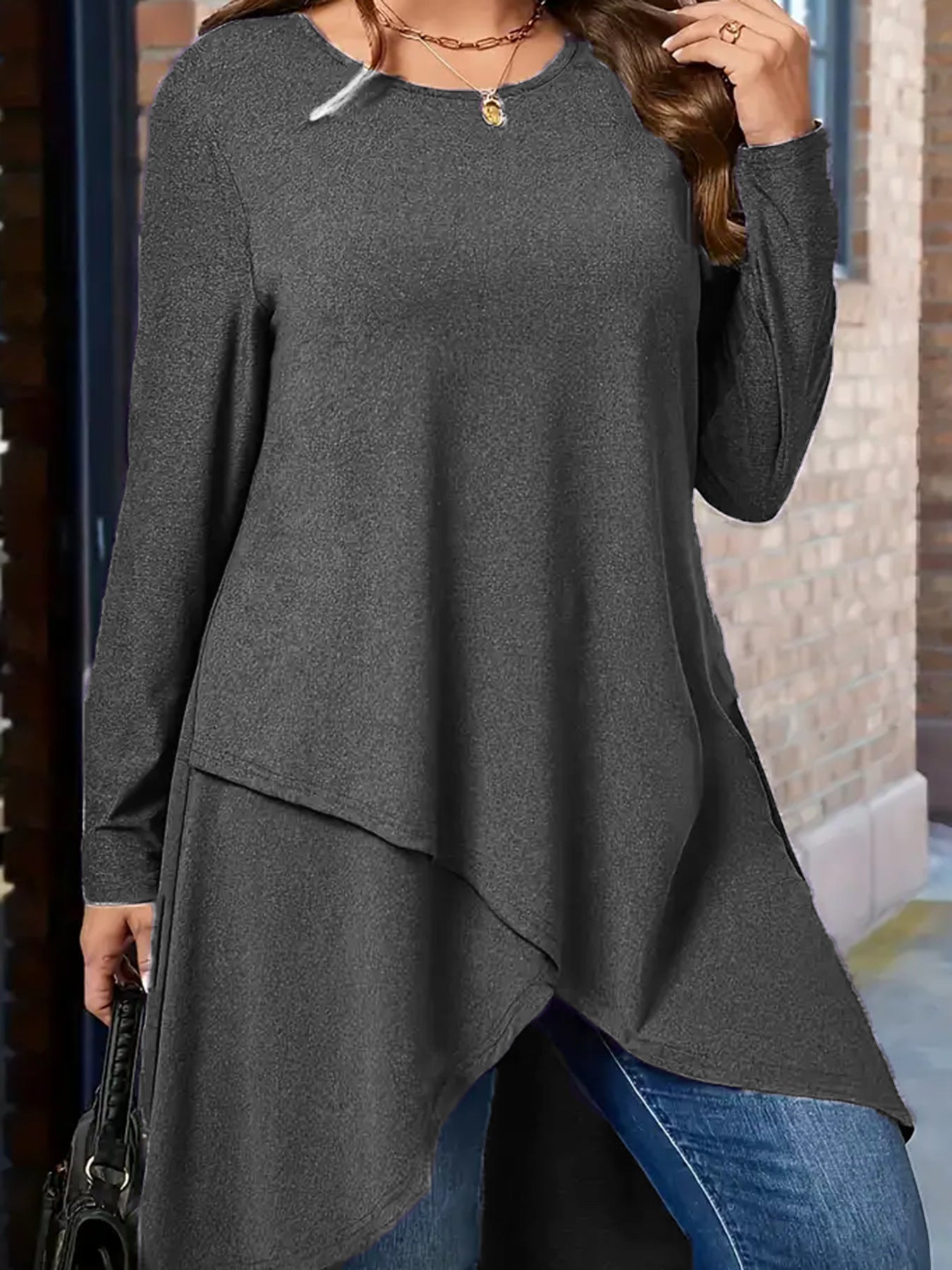 CozyCurve Plus Size Loose Autumn Winter Long Top - LauBelle Brand