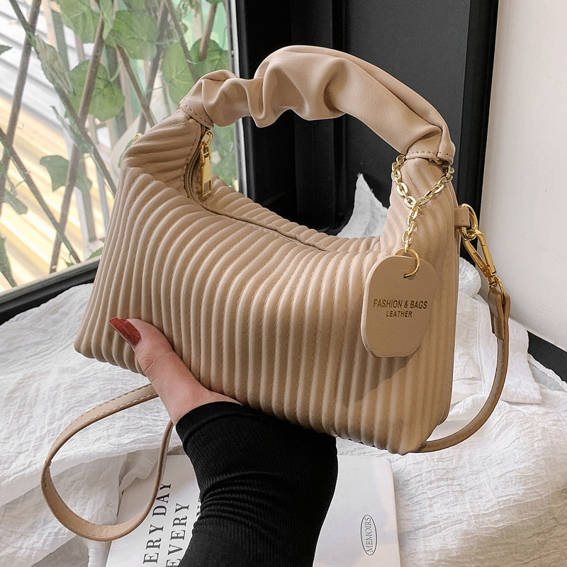Cloud Chic: Pleated PU Leather Crossbody Tote Bag - LauBelle Brand