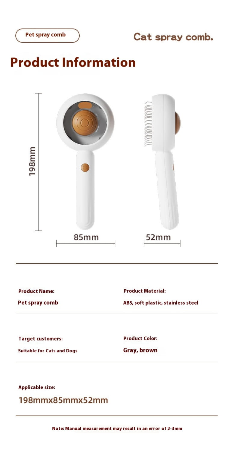 Pet Spray Comb Brush for Cats and Dogs