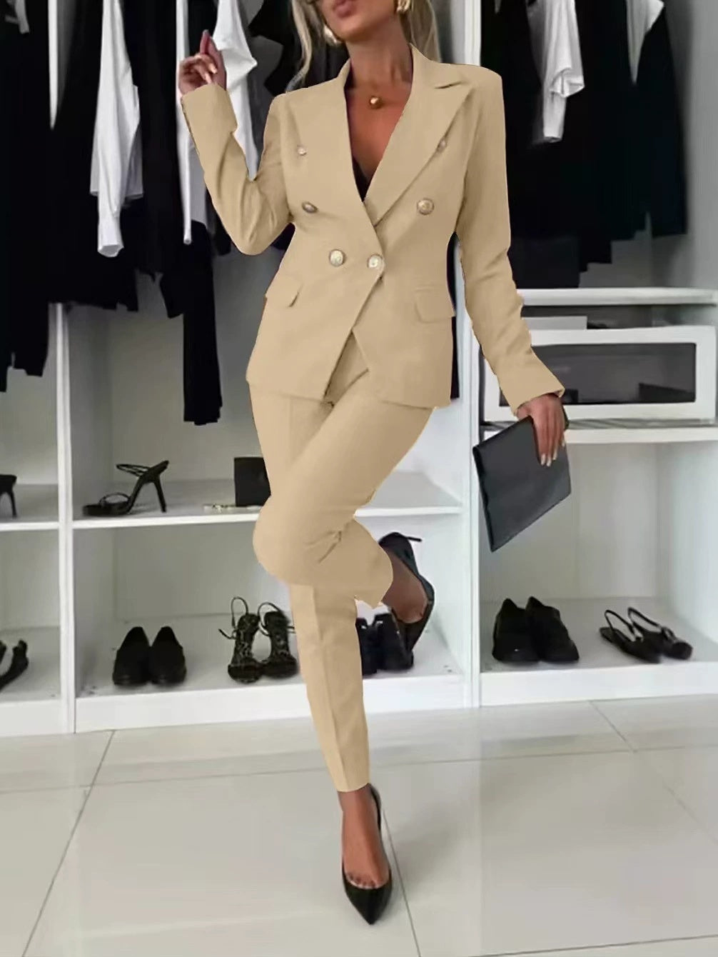 ChicMatch Women's Office Suit: Lapel Jacket & Trousers - LauBelle Brand