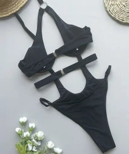 Einteiliger Badeanzug in reiner Farbe für Damen