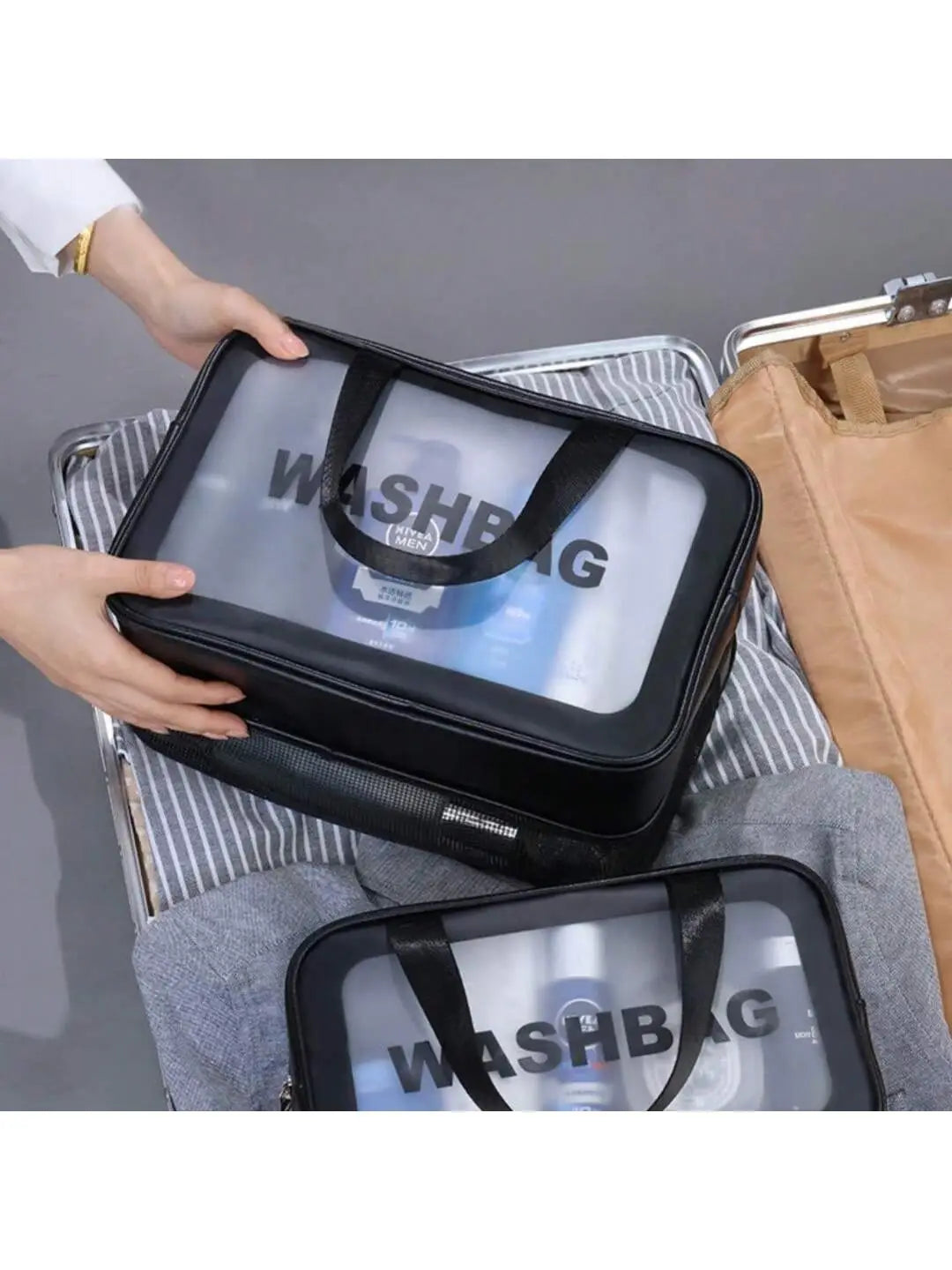 Matte Double Layered Washing and Stimulating Bag Set Large and Medium