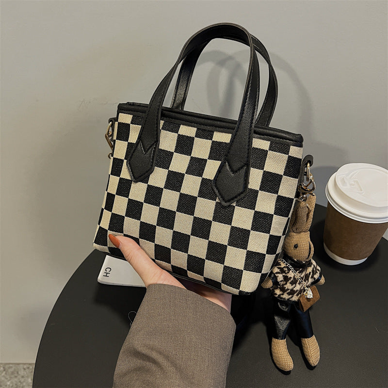 Chic Houndstooth Checkerboard Shoulder Tote for Women - LauBelle