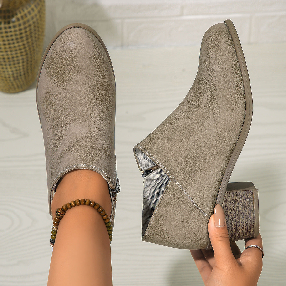 ZipUp Chunky Ankle Boots - Women's Fall/Winter Style - LauBelle Brand