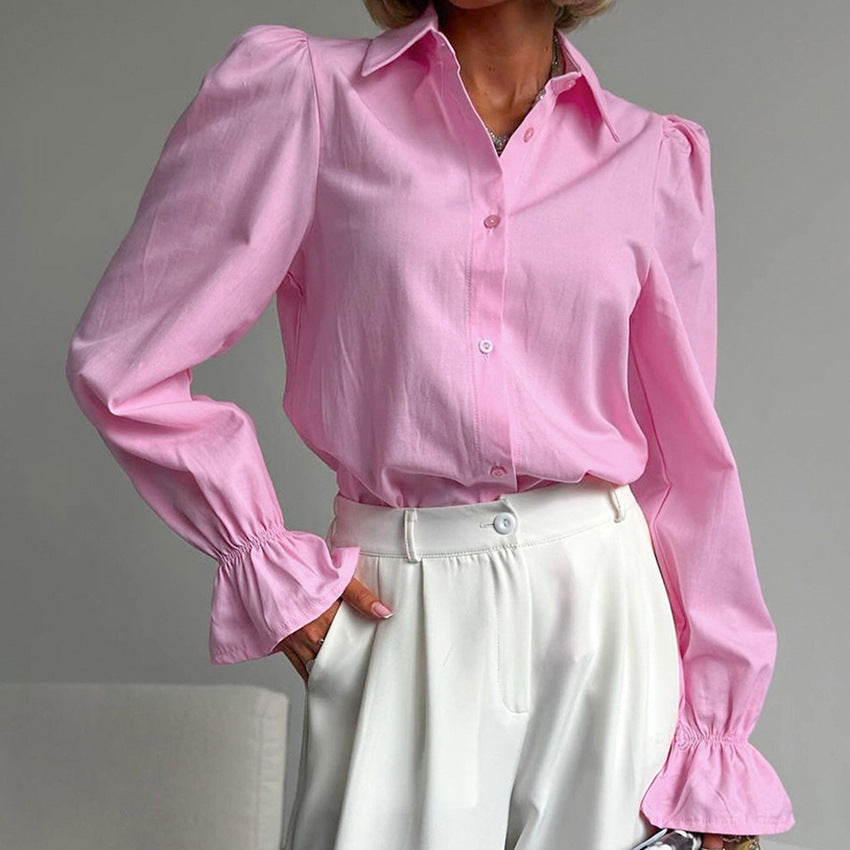ChicFlare: Women's Elegant Bell Sleeve Blouse - LauBelle Brand