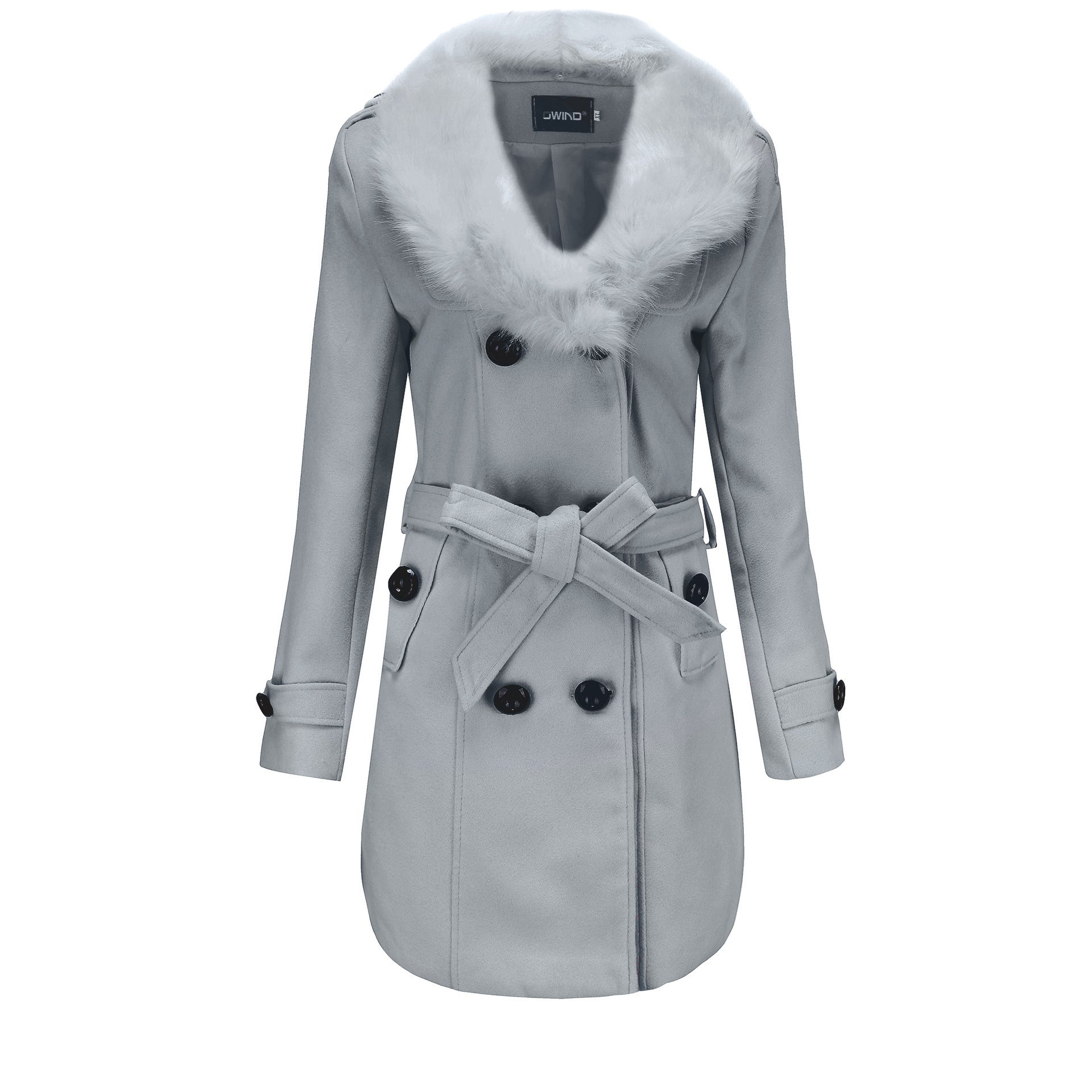 FurElegance: Mid-Length Woolen Women's Trench - LauBelle