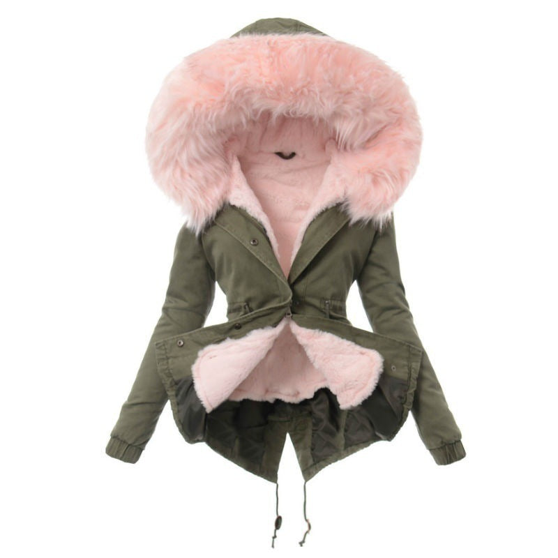 Cozy Luxe Fur-Collar Hooded Cotton-Padded Jacket - LauBelle