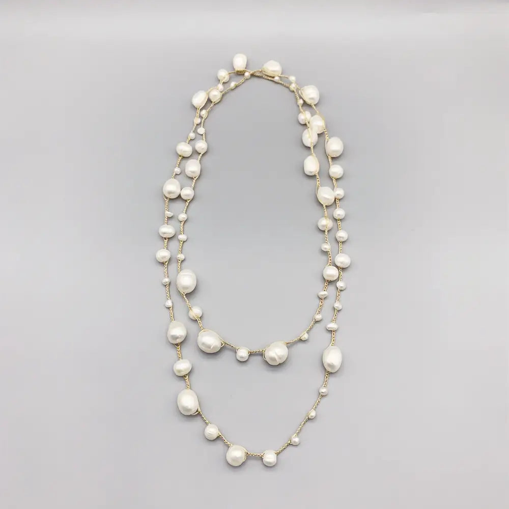 Baroque Pearl Necklace - Handwoven Freshwater - Pearl Necklace