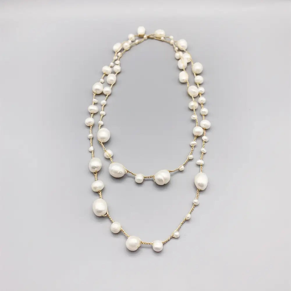 Baroque Pearl Necklace - Handwoven Freshwater - Pearl Necklace