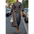Batwing Elegance: Waist-Tight Solid Dress - Gray / S