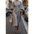 Batwing Elegance: Waist-Tight Solid Dress - Light Gray / L
