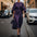 Batwing Elegance: Waist-Tight Solid Dress - Purple / L