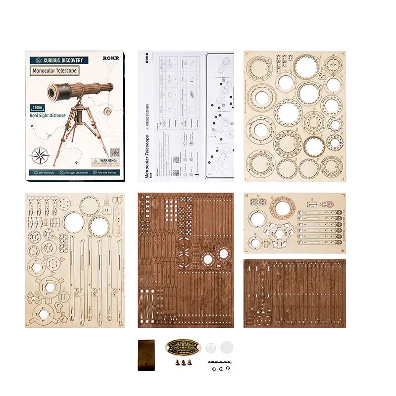 Wooden Telescope Model Kit 314 Pieces for Ages 14 and Up