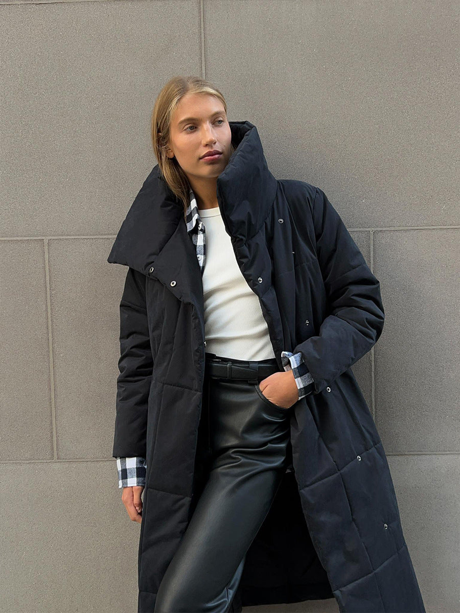 Luxe Lapel Cotton Coat – Warm, Casual, Lace-Up Winter Wear - LauBelle Brand