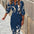 Chic Print Belted Slim Shirt Dress—3/4 Sleeve Lapel - LauBelle Brand