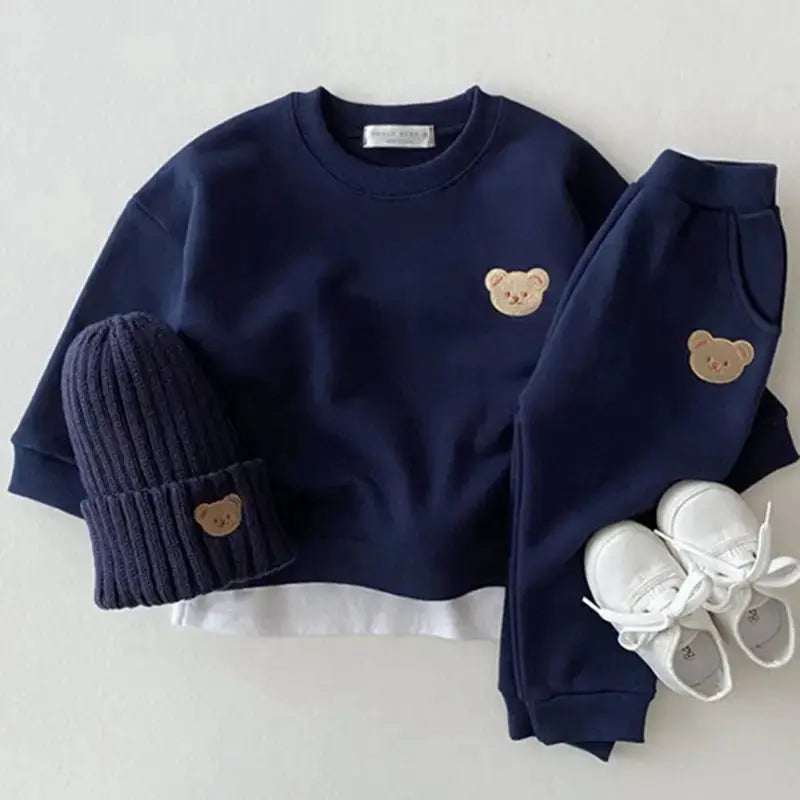 BearHug Infant Cotton Sweater & Pants Set - Dark Blue / 73CM