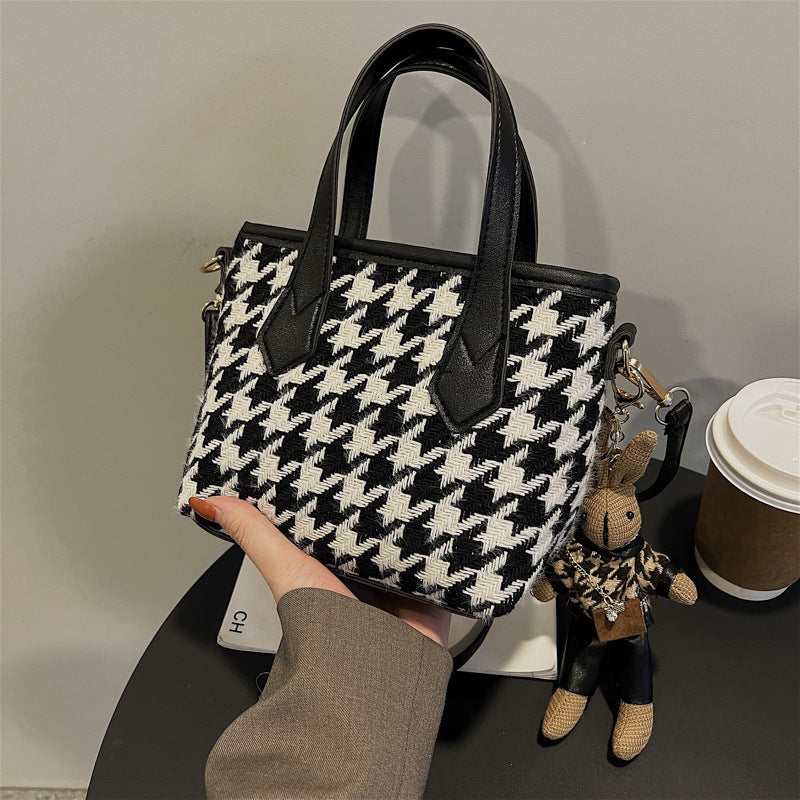 Chic Houndstooth Checkerboard Shoulder Tote for Women - LauBelle Brand