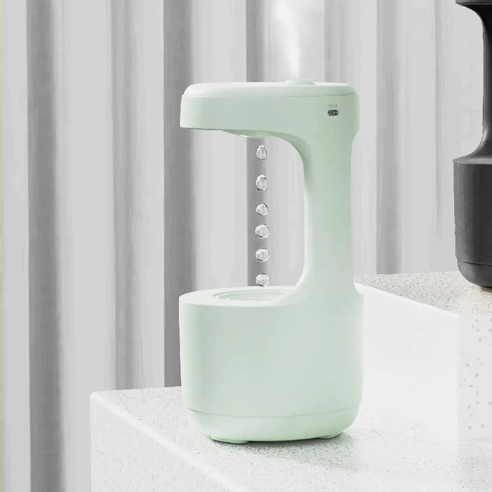 Bedroom Humidifier with Anti Gravity Water Droplets and Ultrasonic Atomization Green / USB