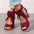 BellaBow Chunky High Heels - Bridal Party Sandals - Wine Red / 35