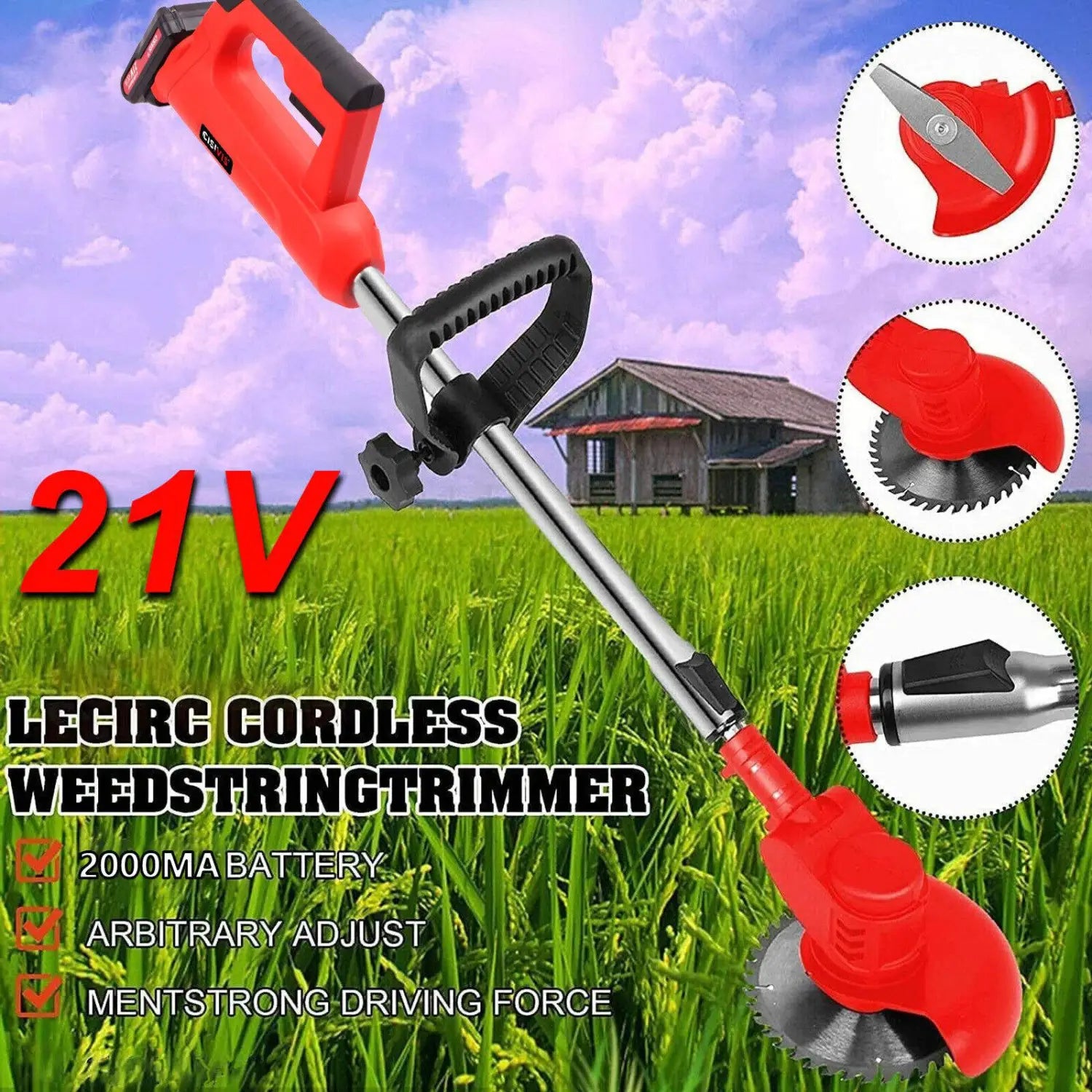 Unbranded 3 in 1 Cordless Electric Grass Trimmer with Power Battery