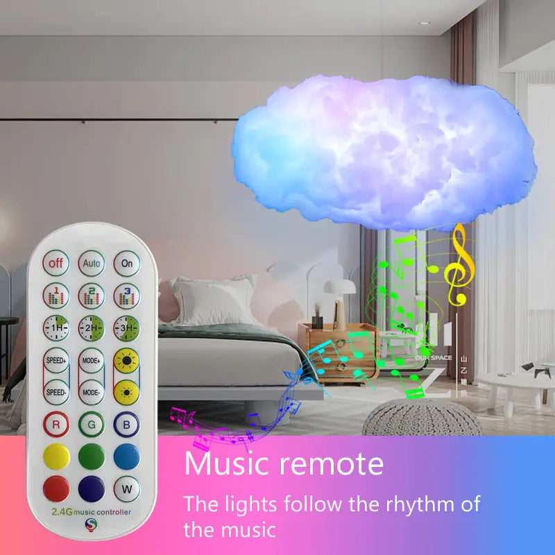 Big Cotton Cloud Lightning Light with APP Control and Music Remote 60 70CM White / USB