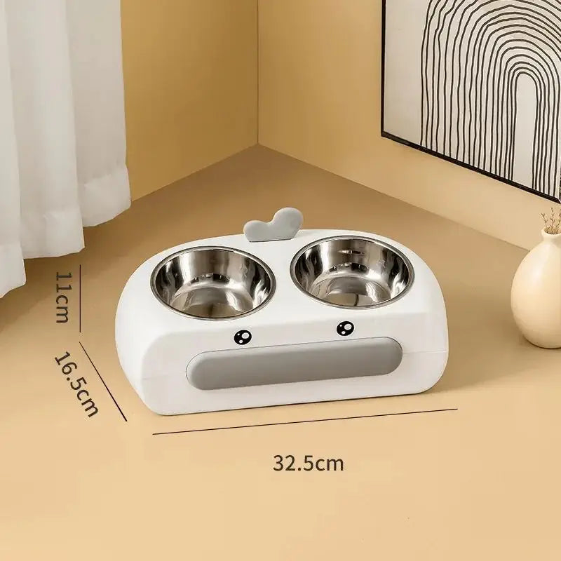 Big Mouth Duck Double Bowls for Cats in Multiple Colors and Materials Stainless Steel Bowl / Gray