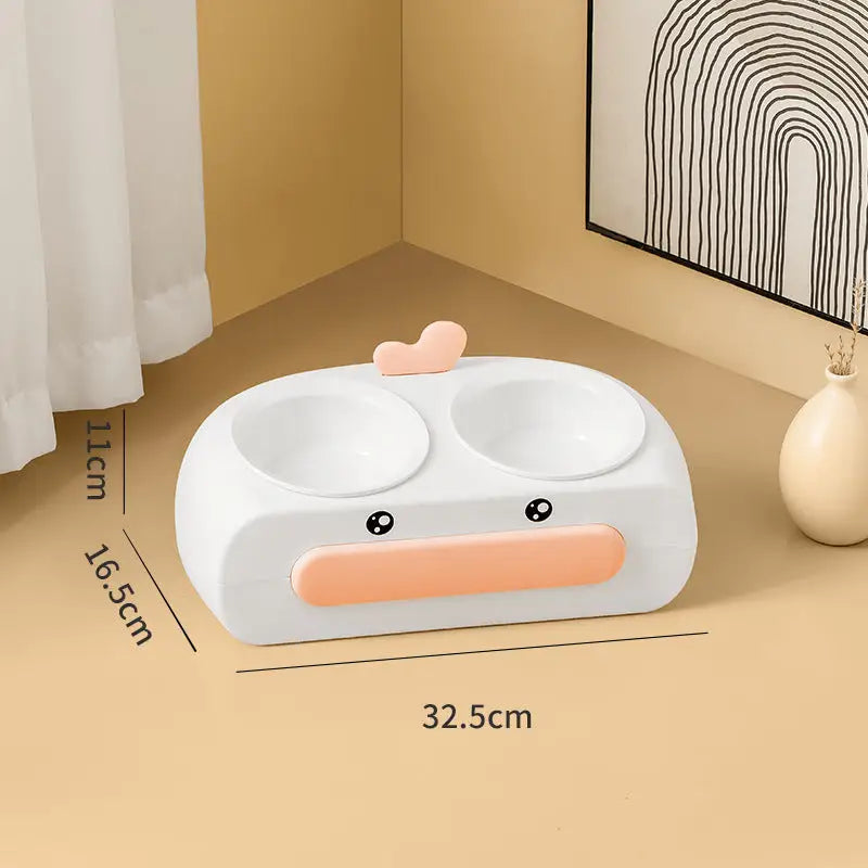 Big Mouth Duck Double Bowls for Cats in Multiple Colors and Materials Ceramic Bowl / Pink