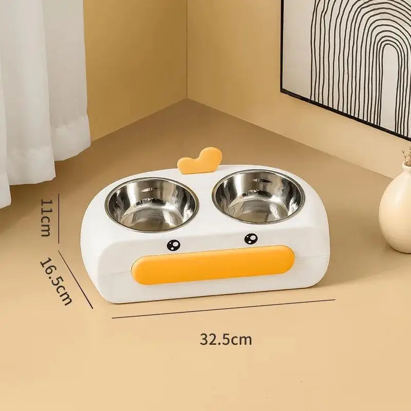 Big Mouth Duck Double Bowls for Cats in Multiple Colors and Materials Stainless Steel Bowl / Yellow