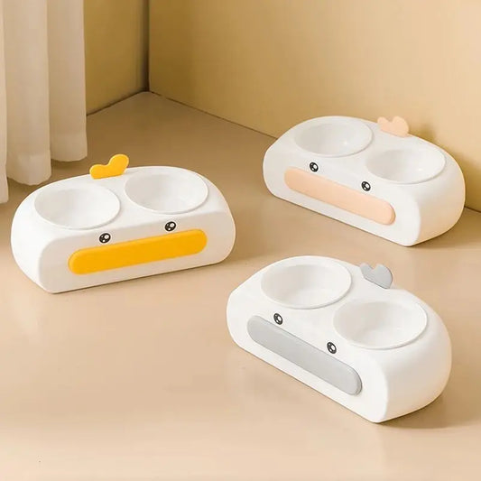 Big Mouth Duck Double Bowls for Cats in Multiple Colors and Materials