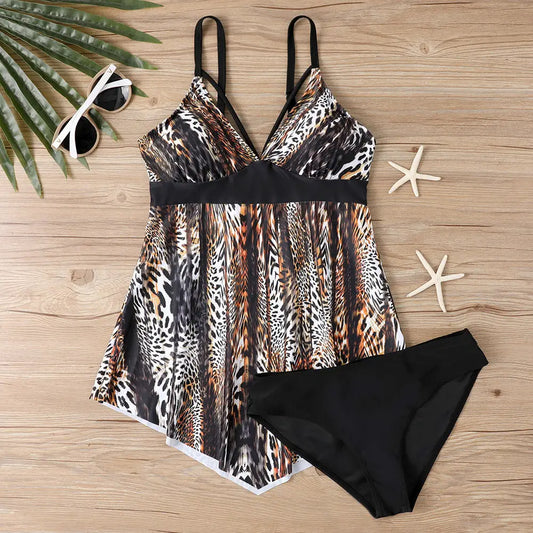 Bikini Printed Split Skirt Swimsuit Female Leopard Print