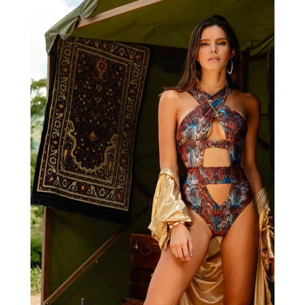 Bikini Snake Print One-piece Swimsuit