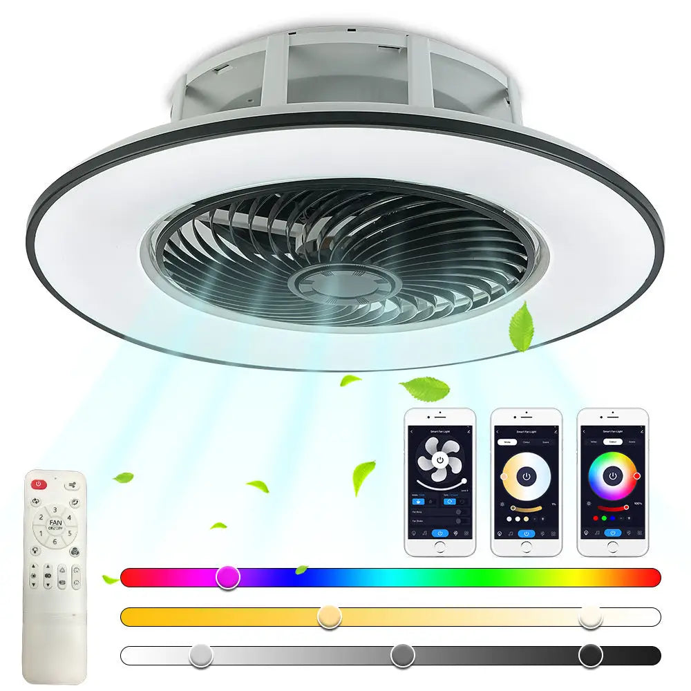Black 36W Ceiling Fan Light with Remote Control and Dimmable LED Black 56CM / 36W
