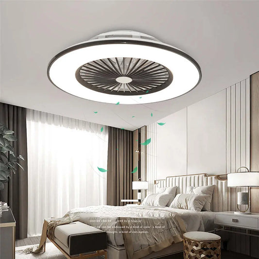 Black 36W Ceiling Fan Light with Remote Control and Dimmable LED Black 56CM / 36W
