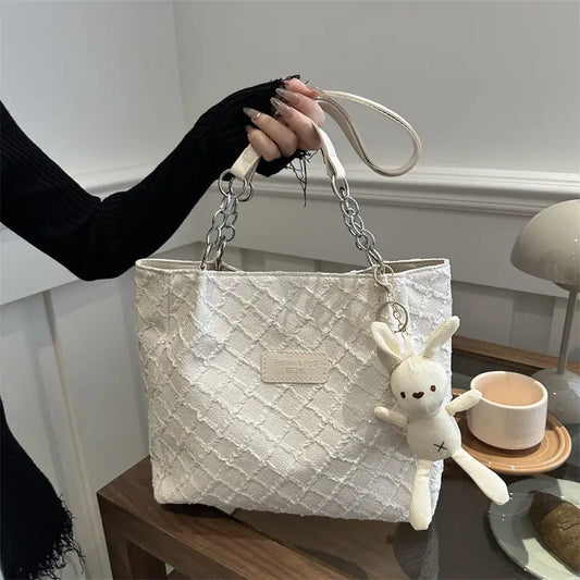 Black and White Medium PU Suitcase Style Crossbody Shoulder Bag