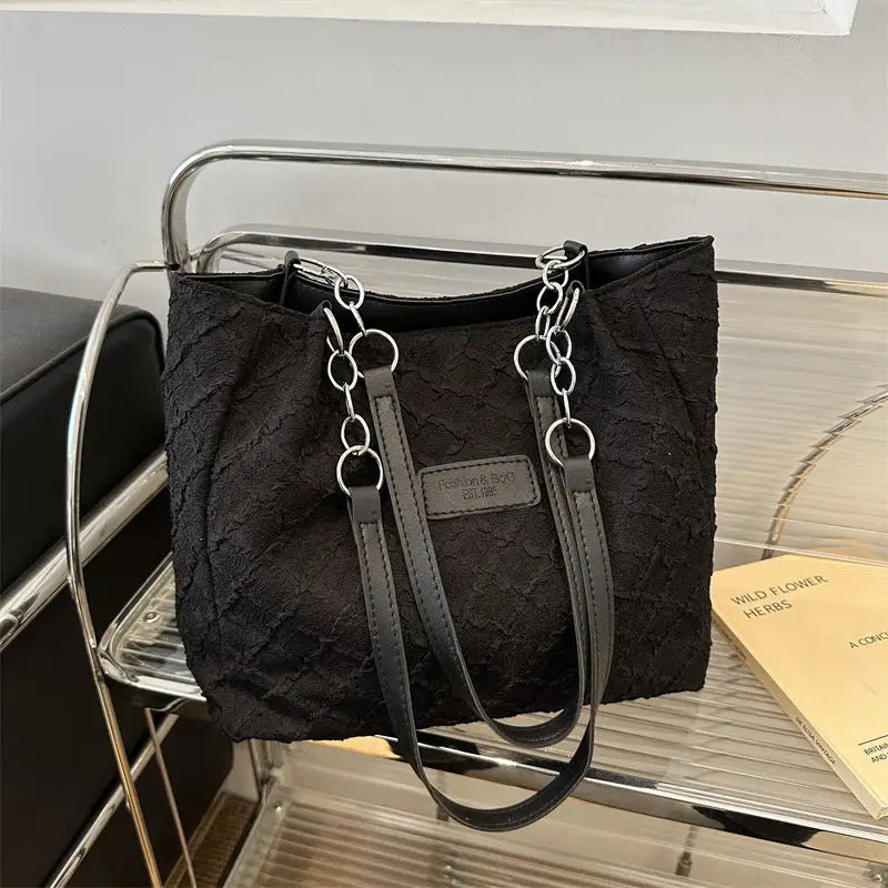 Black and White Medium PU Suitcase Style Crossbody Shoulder Bag
