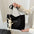 Black and White Medium PU Suitcase Style Crossbody Shoulder Bag - Black